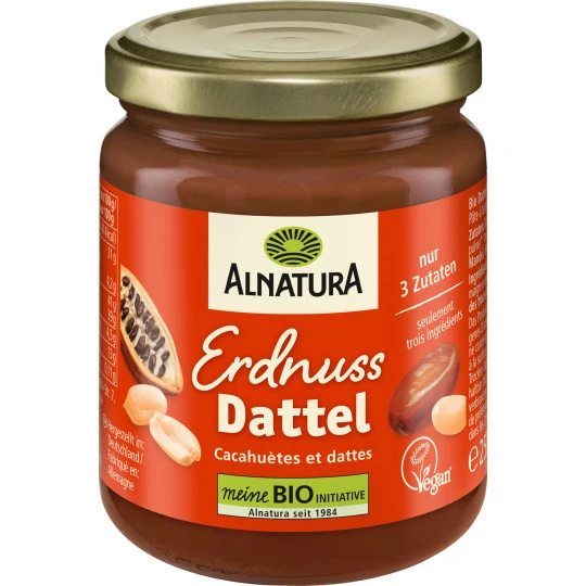 Alnatura Bio Erdnuss-Dattel-Kakao Creme 250G 3 Alnatura Bio Erdnuss-Dattel-Kakao Creme 250G
