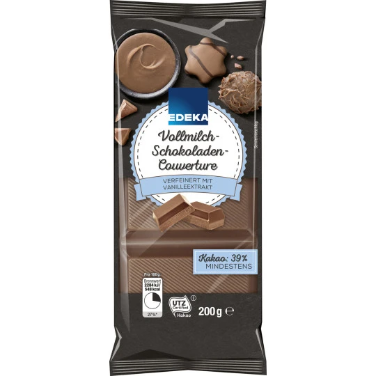 Vollmilch Schokoladen Couverture 200G 3 Vollmilch Schokoladen Couverture 200G