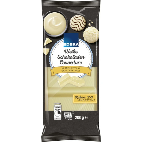 Weiße Schokoladen Couvertüre 200G 3 Weiße Schokoladen Couvertüre 200G