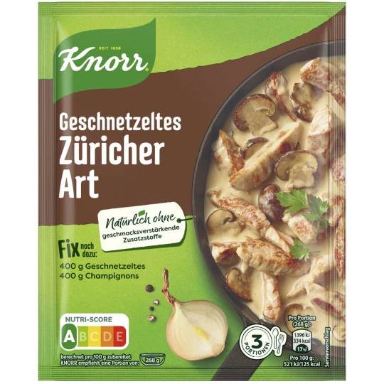Knorr Fix Geschnetzeltes Züricher Art 54G 3 Knorr Fix Geschnetzeltes Züricher Art 54G