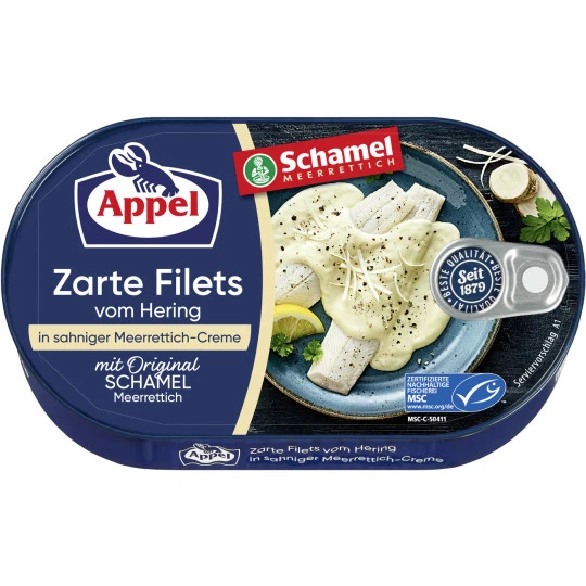 Zarte Heringsfilets In Sahniger Meerrettich-Creme 200G 3 Zarte Heringsfilets In Sahniger Meerrettich-Creme 200G