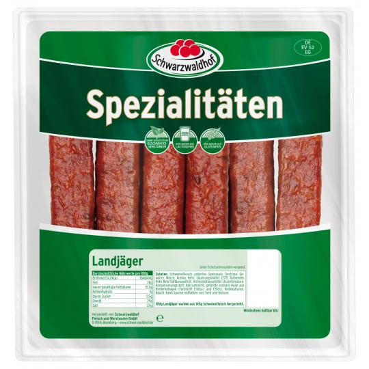 Schwarzwaldhof Landjäger 6 Paar 480G 3 Schwarzwaldhof Landjäger 6 Paar 480G